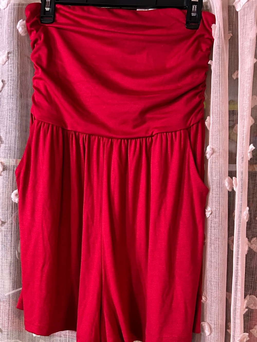 Red Strapless Summer Romper